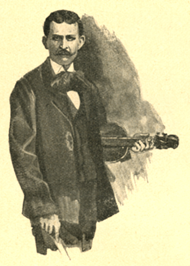 Festmény Dankó Pistáról, kezében hegedűvel